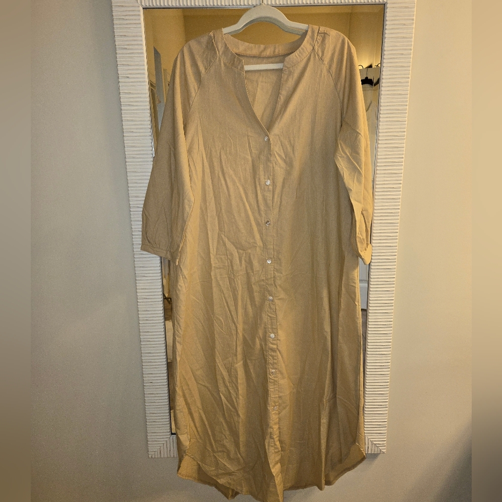 🌟Elegant Tan Button-Down Dress Size XL - Picture 2 of 3
